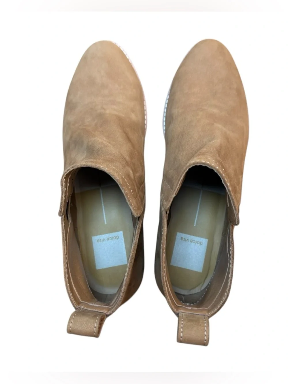 Dolce Vita Brown Leather Women’s Ankle Boots Low Heel Chelsea Bootie, Size 8 EUC